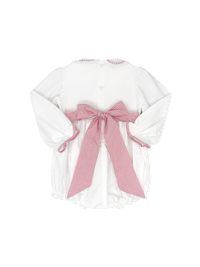 Sadie Bubble - White, Redford Red Windowpane, Smocking
