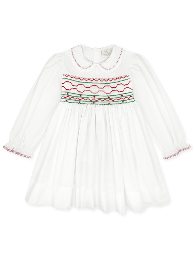 Sadie Dress - White, Redford Red Windowpane, Smocking - Classic Dresses | Lullaby Set