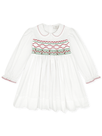 Sadie Dress - White, Redford Red Windowpane, Smocking - Classic Dresses | Lullaby Set