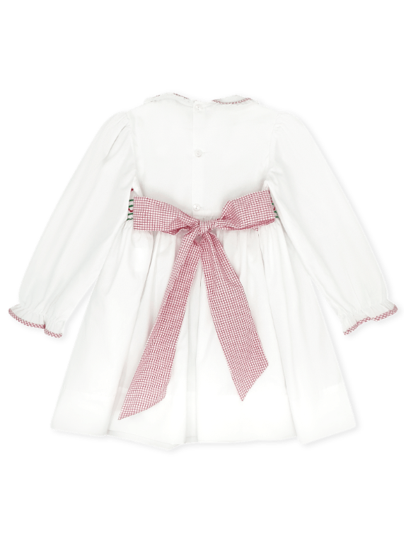 Sadie Dress - White, Redford Red Windowpane, Smocking - Classic Dresses | Lullaby Set