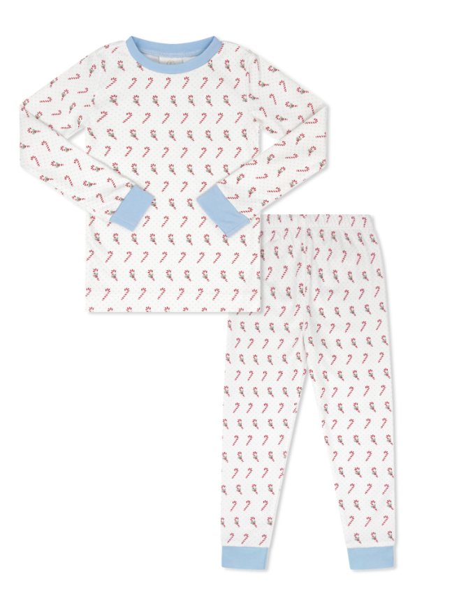 Sweet Pea PJ Set - Candy Cane Lane, Blue