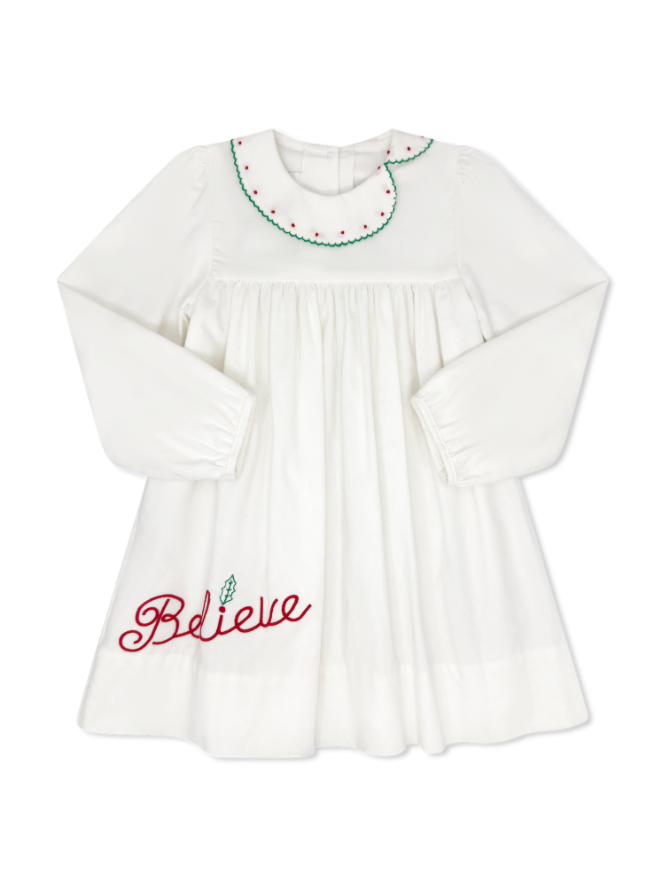 Eloise Dress - Dreamy White Corduroy, Believe (FL26)
