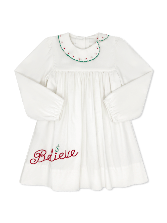 Eloise Dress - Dreamy White Corduroy, Believe (FL26) - Classic Dresses | Lullaby Set