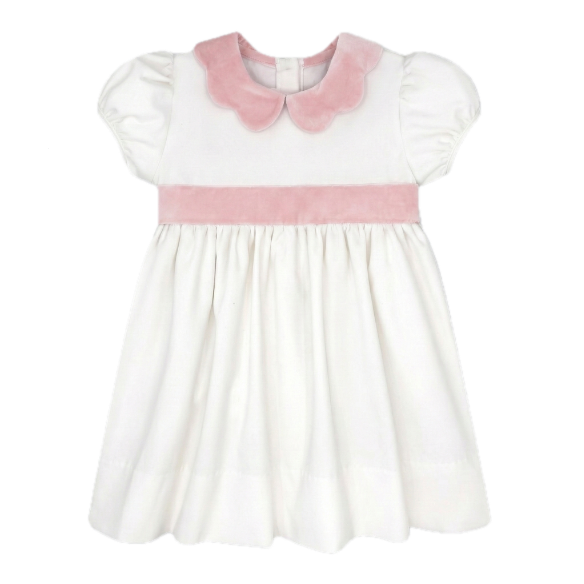 Blakely Band Dress - Winter White Velvet, Petite Pink Velvet