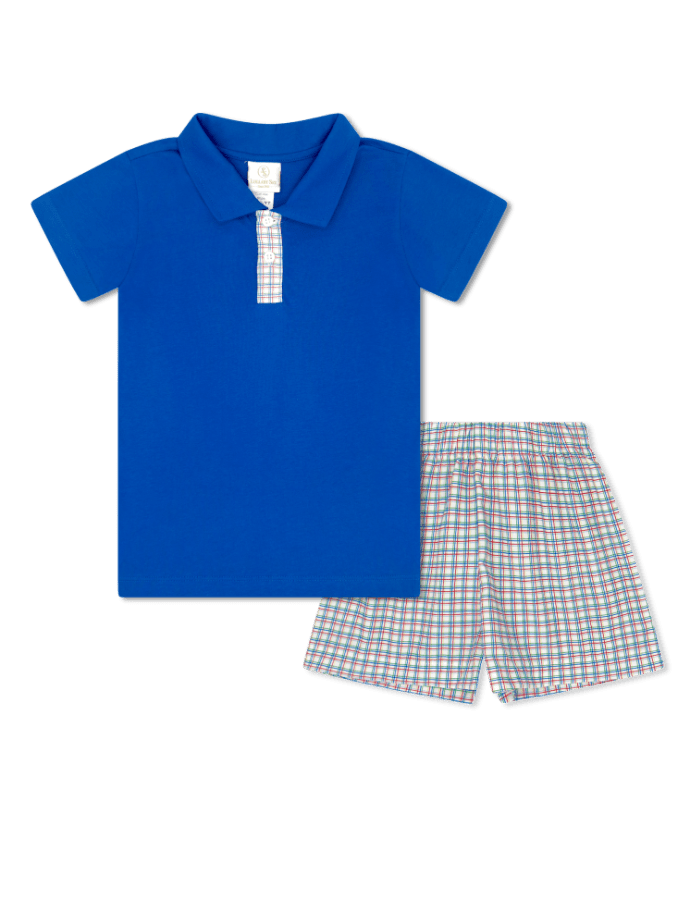 Porter Polo Set - Primary Plaid - Classic Sets | Lullaby Set