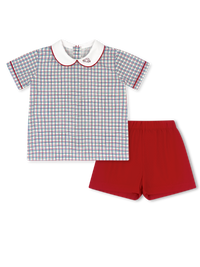 Sibley Short Set - Primary Plaid, Raleigh Red