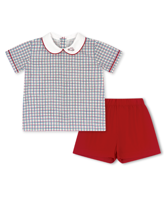 Sibley Short Set - Primary Plaid, Raleigh Red