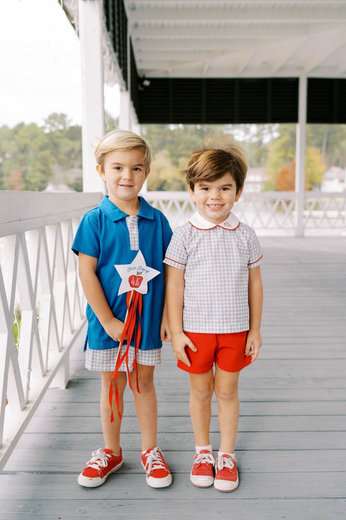 Sibley Short Set - Primary Plaid, Raleigh Red