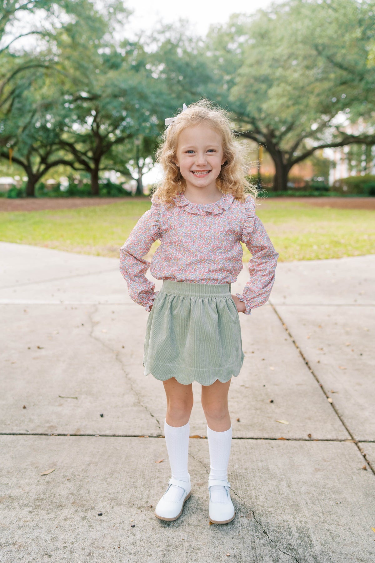 Susie Scallop Skirt - Sweetgrass Corduroy