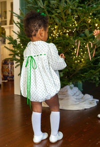 1956 Ribbon Bubble - Mistletoe Green Swiss Dot