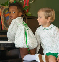 Sibley Bloomer/Short Set Long Sleeve - Mistletoe Green Swiss Dot - Classic Sets | Lullaby Set