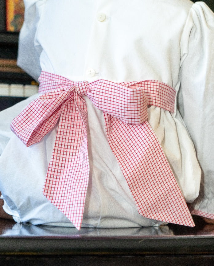 Sadie Bubble - White, Redford Red Windowpane, Smocking