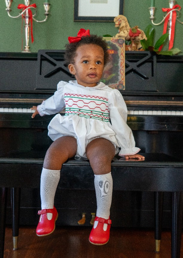 Sadie Bubble - White, Redford Red Windowpane, Smocking