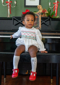 Sadie Bubble - White, Redford Red Windowpane, Smocking
