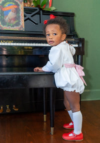 Sadie Bubble - White, Redford Red Windowpane, Smocking