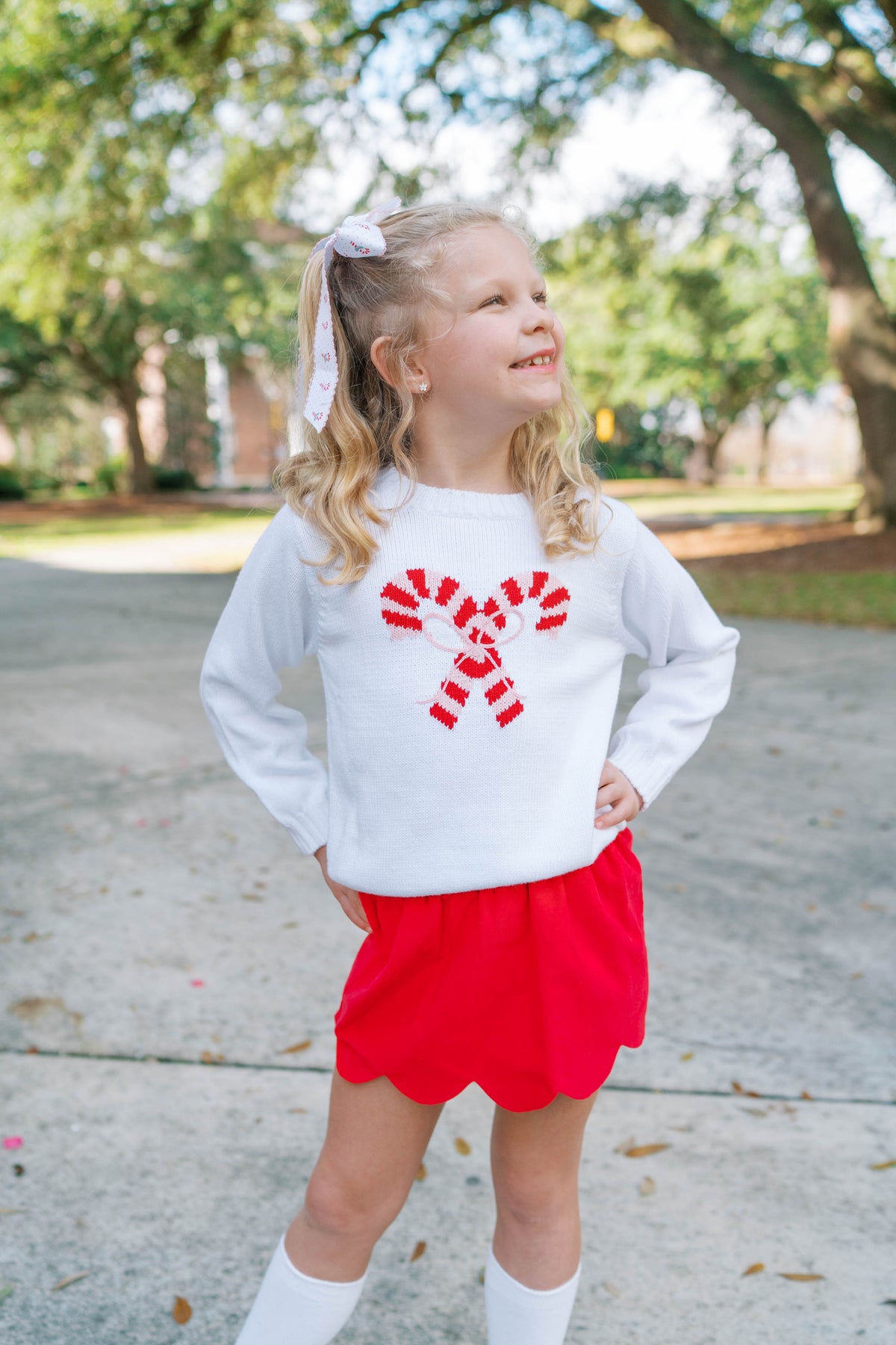 Cozy Up Sweater - Sterling White, Candy Cane (FL26)