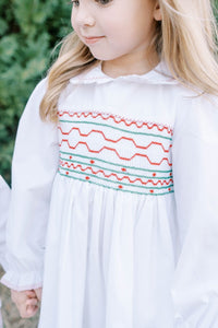 Sadie Dress - White, Redford Red Windowpane, Smocking - Classic Dresses | Lullaby Set