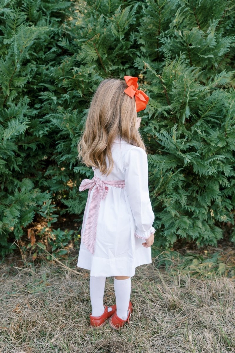 Sadie Dress - White, Redford Red Windowpane, Smocking - Classic Dresses | Lullaby Set