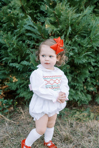 Sadie Bubble - White, Redford Red Windowpane, Smocking