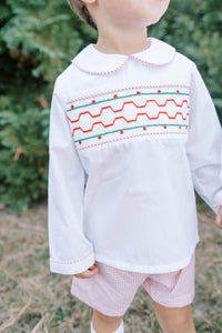 Liam Short Set - Redford Red Windowpane, Smocking - Classic Sets | Lullaby Set