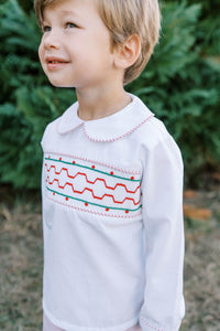Liam Short Set - Redford Red Windowpane, Smocking - Classic Sets | Lullaby Set