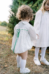 1956 Ribbon Bubble - Mistletoe Green Swiss Dot