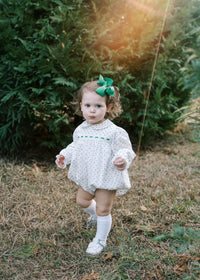 1956 Ribbon Bubble - Mistletoe Green Swiss Dot
