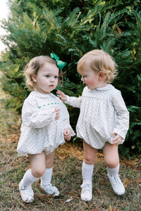 Covington Bubble Long Sleeve - Mistletoe Green Swiss Dot