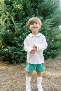 Sibley Bloomer/Short Set Long Sleeve - Mistletoe Green Swiss Dot - Classic Sets | Lullaby Set