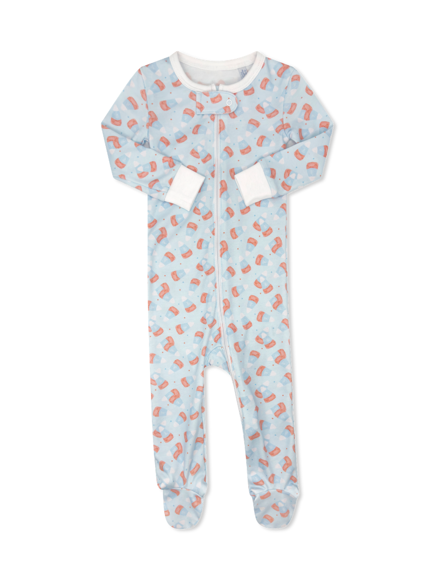 Once Upon A Time Footie - Candy Corn Kisses, Blue (FL26)