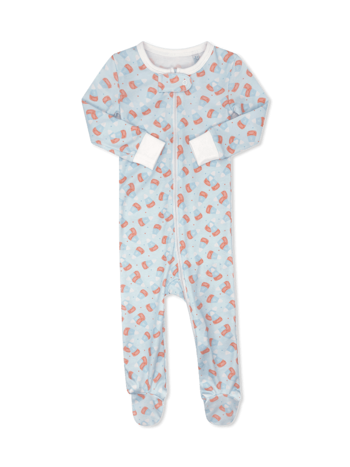 Once Upon A Time Footie - Candy Corn Kisses, Blue (FL26) - Classic Pajamas | Lullaby Set