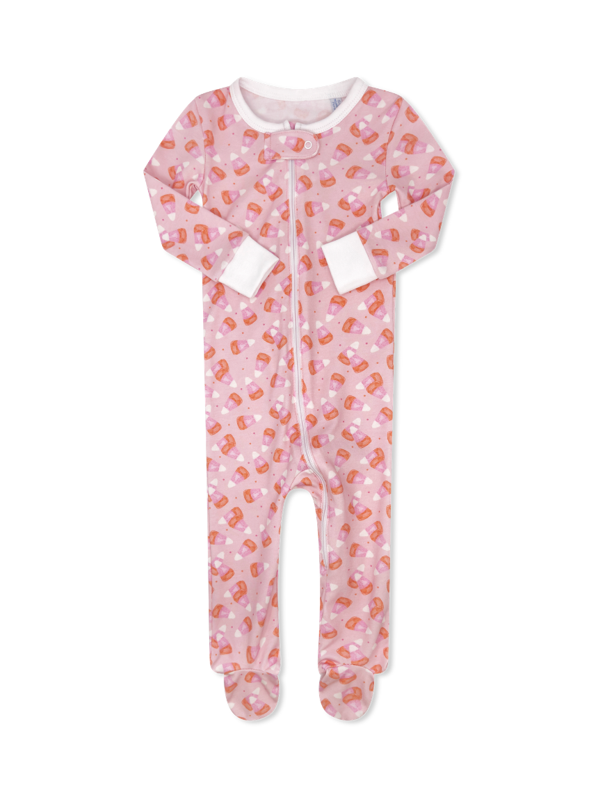 Once Upon A Time Footie - Candy Corn Kisses, Pink (FL26)
