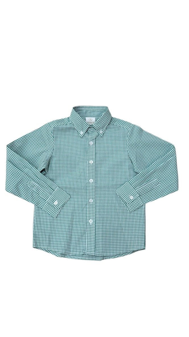 Brees Button Down - Mistletoe Green Windowpane - Classic Tops | Lullaby Set