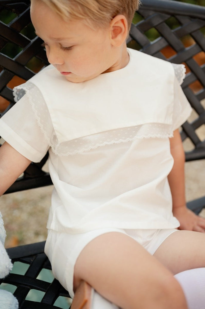 Christian Short Set - Blessings White with Ecru - Classic Sets | Lullaby Set
