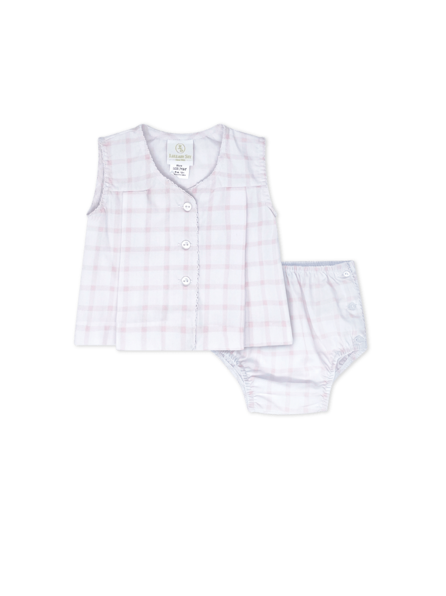 Jill Diaper Set - Wilmington Pink Windowpane. - Classic Sets | Lullaby Set