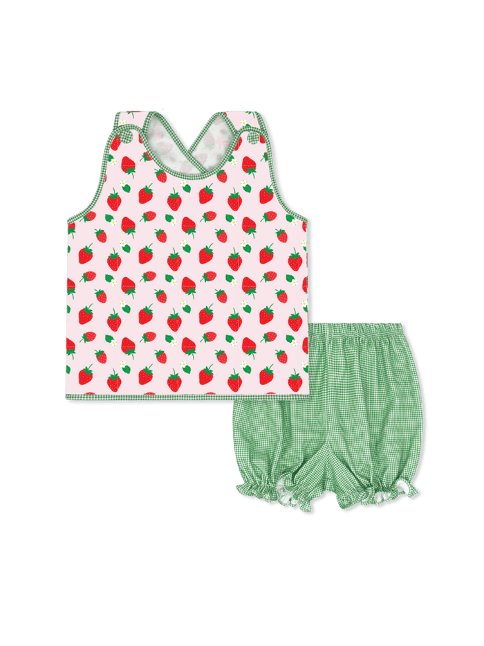 Bitsy Bloomer Set - Berry Sweet, Green Minigingham