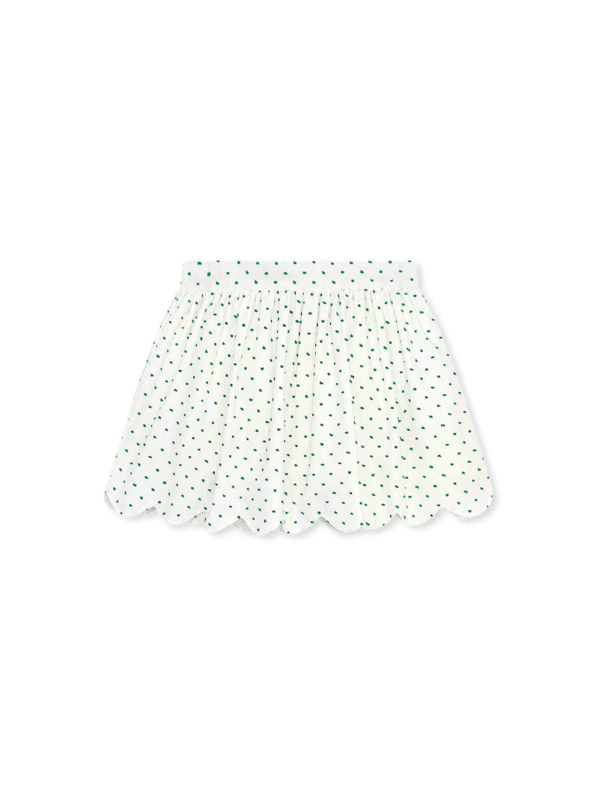Susie Scallop Skirt - Mistletoe Green Swiss Dot