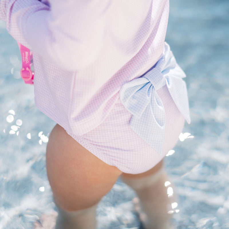 Sun and Sand Rash Guard Set - Baby Pink Minigingham, Baby Blue Minigingham