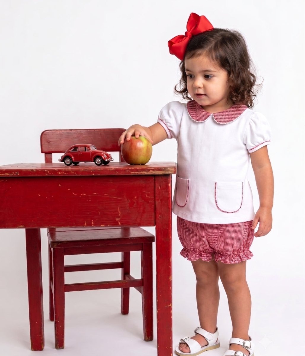 Grace Bloomer - Ramsey Red Minigingham - Classic Bottoms | Lullaby Set